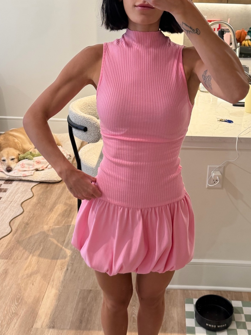 Zara Pink Ribbed Mini Dress